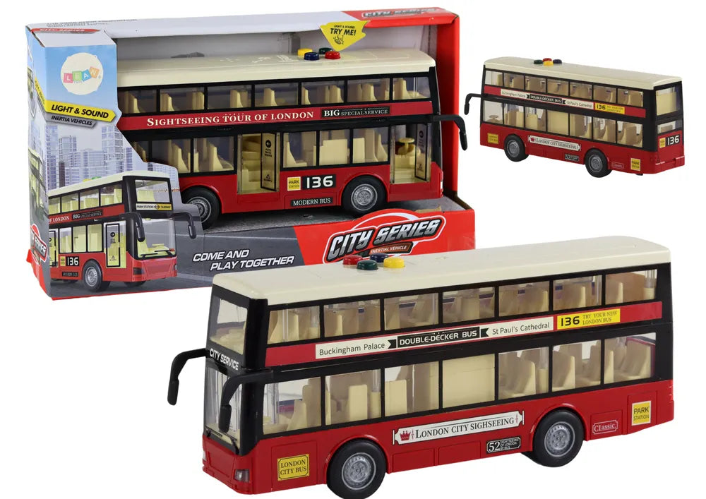 Dviaukštis miesto autobusas raudonas 1:16